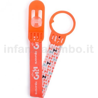 Offerte prezzi Catenella portasucchietto suavinex in tessuto clouds arancione girl Catenella portasucchietto suavinex in tessuto clouds arancione girl