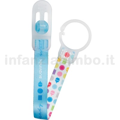 Offerte prezzi Catenella portasucchietto suavinex in tessuto azzurro Catenella portasucchietto suavinex in tessuto azzurro
