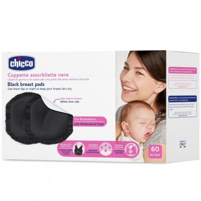 Dischetti Chicco Proteggi Seno Coppette Assorbilatte Antibatterici Nere 60 Pz