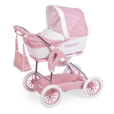 CARROZZINA PER BAMBOLE SMOBY PICCOLO COMBI INGLESINA ROSA