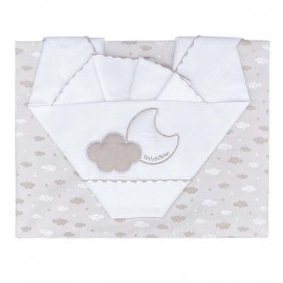 Set Lenzuola Andy & Helen per Maxi Culla Ricamato D68 3 pz Beige