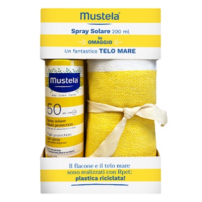 Kit Mustela Spray Solare SPF 50+ 200 ml con Telo Mare Kit Mustela Spray Solare SPF 50+ 200 ml con Telo Mare