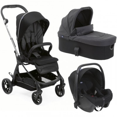 Trio Chicco One4Ever Light Pirate Black con Seggiolino Auto Kory Black