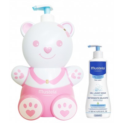 Detergente Delicato Mustela 500ml + Copriflacone Orsetto Rosa Detergente Delicato Mustela 500ml + Copriflacone Orsetto Rosa