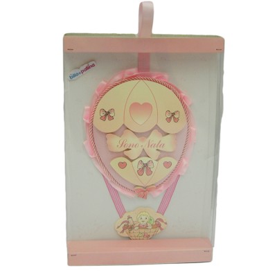 Fiocco Nascita Billo e Pallina Grande Mongolfiera Rosa /