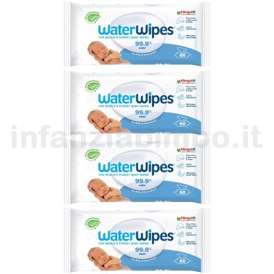 Salviettine Umidificate WaterWipes BIO 60 pz, 4 Confezioni da 60 (240 Pezzi)
