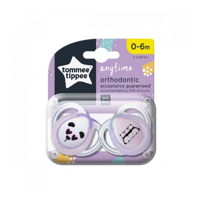 Tommee Tippee Set 02 Succhietti Anytime Ortodontico 0-6 mesi in Silicone Lavanda Panda Tommee Tippee Set 02 Succhietti Anytime Ortodontico 0-6 mesi in Silicone Lavanda Panda