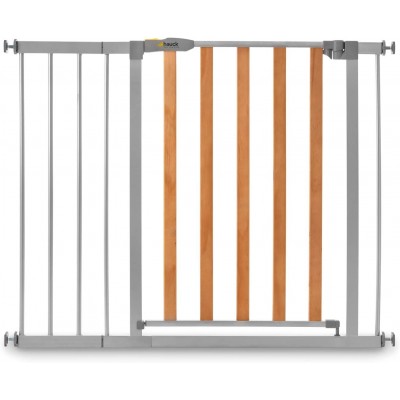 Cancelletto di Sicurezza Hauck Wood Lock 2 in Metallo Silver e Legno + Estensione da 96 a 101 cm