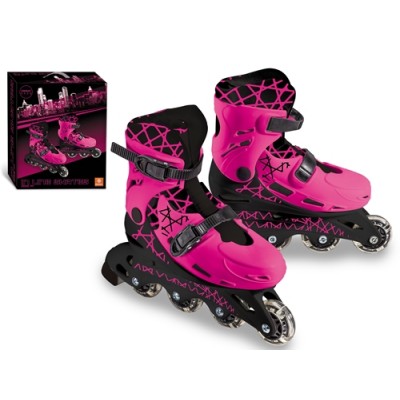 Pattini Mondo Girl in Line Taglia 33-36 Rosa Nero
