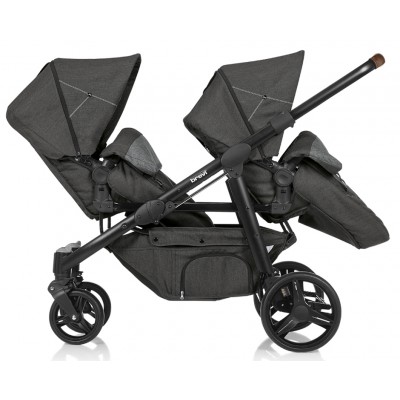 Passeggino Gemellare Brevi Ovo Twin Grigio Melange Scuro