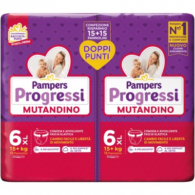 Bipack Pannolini Pampers Progressi Mutandino Misura 6 15+15pz