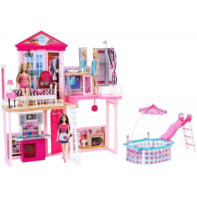 SET BARBIE CASA CON PISCINA BAMBOLE