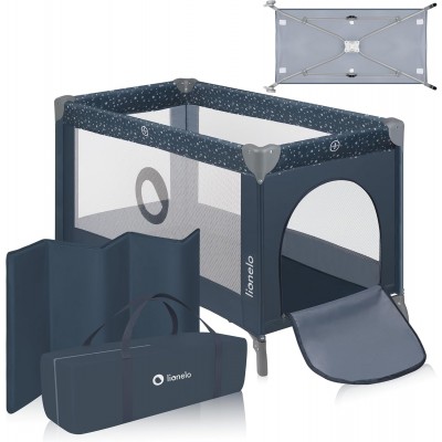 Lionelo Stefi Lettino da campeggio pieghevole con materasso 0-3 anni Blue Grey
