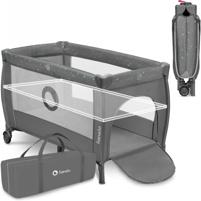 Lionelo Stefi Plus Box / Lettino da viaggio Pieghevole 2 liveli 0-3 anni Grey Multicolor