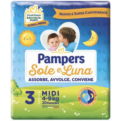 Pannolini Pampers Sole e Luna 3 MIDI 4-9kg 20pz