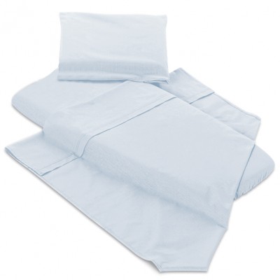 Lenzuoline per Carrozzina Billo e Pallina Sotto Senza Angoli 3 Pz Tinta Unita Celeste