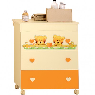 Cassettiera Fasciatoio Baby Expert Cuore Panna Arancio