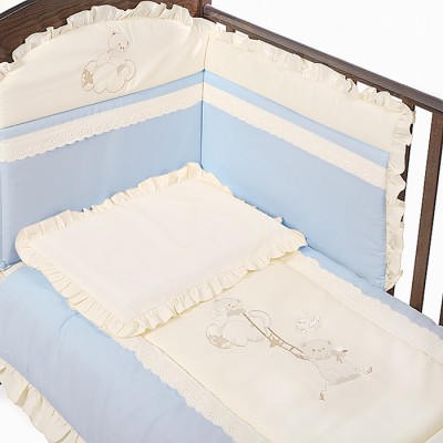 Completo Piumone Billo e Pallina 3 Pezzi Sfilabile Nuvola Avorio-Celeste /