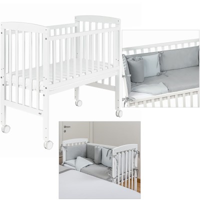 Lettino Culla Co-Sleeping Picci Lella + Materasso e Tessile Grigio