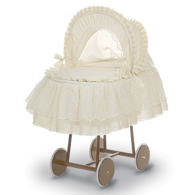 Culla con Cappotta Billo e Pallina Ruote Grandi Fiandra in Lino Organza /