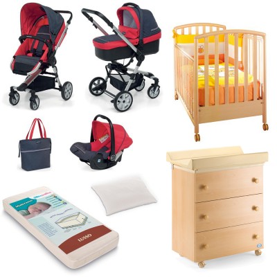 Kit Offerta Pali Lettino Ciak Naturale + Cassettiera + Trio Foppapedretti Supetres Denim Rosso