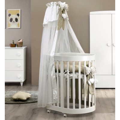 Culla Trasformabile in Lettino Co-Sleep Montessori Cuoricini Leonardo Bianco