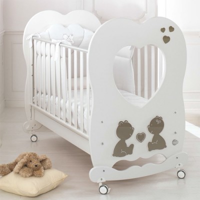 Lettino Baby Expert Cuore di Mamma Bianco Tortora / Lettino Baby Expert Cuore di Mamma Bianco Tortora /