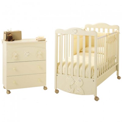 Lettino e Cassettiera Fasciatoio Baby Expert Primo Amore Panna