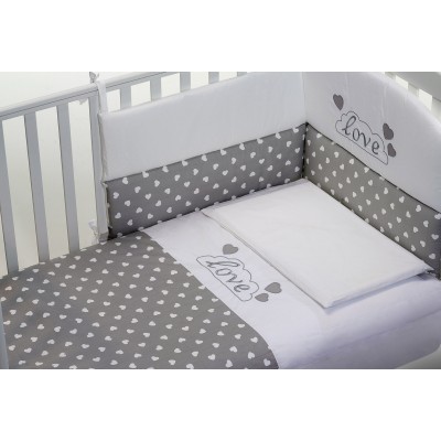 Completo Piumone Baby Fashion Love 3pz Bianco Grigio