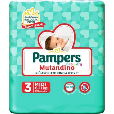 Pannolini Pampers Baby Dry Mutandino 3 MIDI 6-11 Kg (19 pz) Pannolini Pampers Baby Dry Mutandino 3 MIDI 6-11 Kg (19 pz)