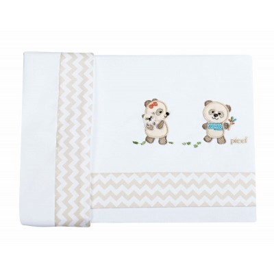 Set Lenzuola Lettino Picci lettino Zig Zag Bo-Bo Bianco Panna 