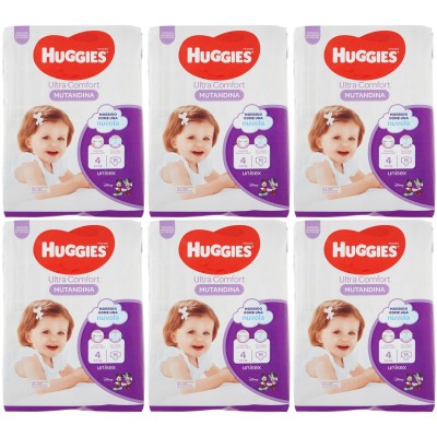 Kit Pannolini Huggies Ultra Comfort Mutandina Mis. 4 9-14 Kg 6 Pacchi da 15 pz