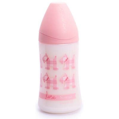 Biberon Suavinex 270ml con Tettarella Anatomica in Silicone Flusso Medio 0-6m Rose Scottish