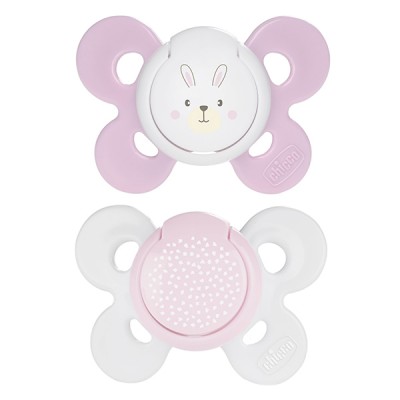 Succhietto Chicco Physio Comfort Silicone 2pz Rosa Bianco 0-6m