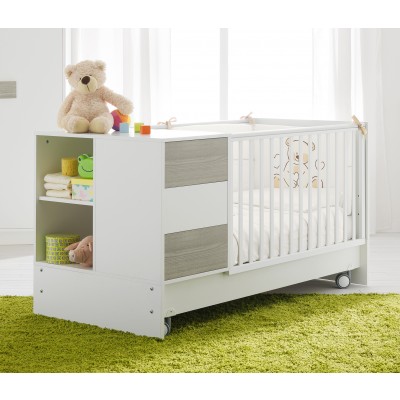 Lettino Trasformabile Pali Zoom Bianco Lucido / Rovere Grigio