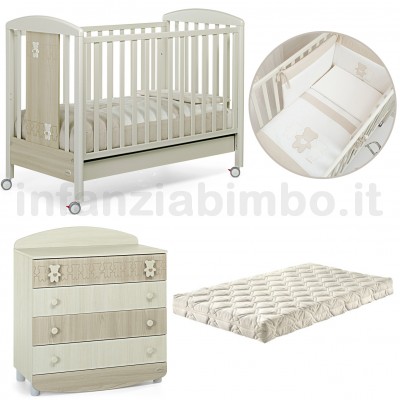 Beige Foppapedretti Teddy Love 500 Lettino con Sponda Regolabile
