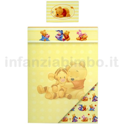 vivi casa Set Lenzuola 3 Pezzi per Culla Winnie The Pooh Sweet Friends 