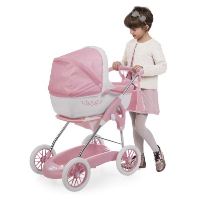CARROZZINA PER BAMBOLE SMOBY PICCOLO COMBI INGLESINA ROSA