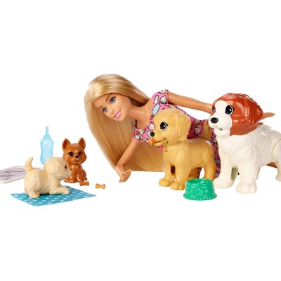 BAMBOLA BARBIE DOGSITTER CON 4 CAGNOLINI