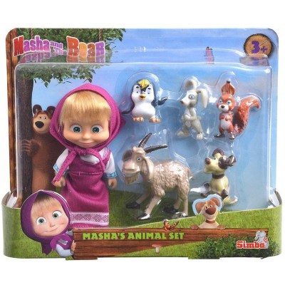 SET BAMBOLA MASHA SIMBA DI MASHA E ORSO 5 ANIMALETTI