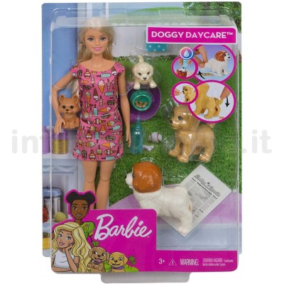 BAMBOLA BARBIE DOGSITTER CON 4 CAGNOLINI