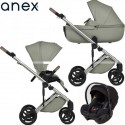 Trio Anex Eli Excite (Navicella,Telaio,Seduta Passeggino,Seggiolino Auto Cosmo e Adattatori per Gruppo 0+)