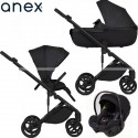Trio Anex Eli Midnight (Navicella,Telaio,Seduta Passeggino,Seggiolino Auto Cosmo e Adattatori per Gruppo 0+)