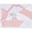 Set Lenzuola Andy & Helen per Carrozzina Ricamato 3 pz Rosa