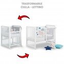 Il lettino trasformabile Glam di Azzurra Design accompagna i vostri bambini dalla nascita fino a 3 anni. Si può trasformare da culla con funzione co-sleeping a lettino completo. Utilizzabile in 9 modi diversi: Culla: con sponda laterale abbassabile,