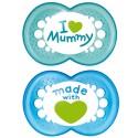 Succhietti Mam Original 6m+ Silicone Love Mummy Celeste/Azzurro