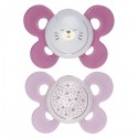 Succhietto Chicco Physio Comfort Night Silicone 2pz Rosa Lilla 16-36m