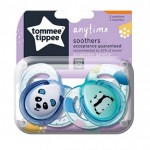 Tommee Tippee Set 02 Succhietti Anytime 6-18 M in Silicone Ortodontica Panda Blu e Verde Acqua