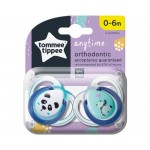 Tomme Tippee Set 02 Succhietti 0-6 mesi in silicone Anytime Ortodontico Panda Bianco e Azzurro