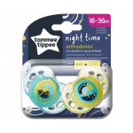 Tommee Tippee Set 02 Succhietti Night Time 18-36m in Silicone Giallo-Verde Acqua